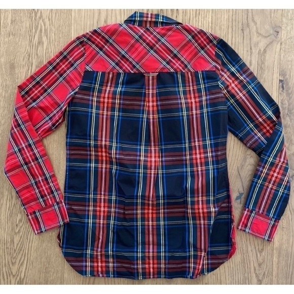 J Crew Womens Sz 2 Red Plaid Tartan Classic-Fit Boy Button Down Shirt Top - Picture 9 of 13